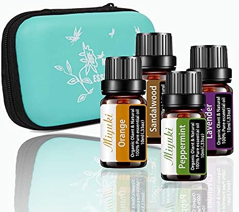 Miyuki Tea Tree & 4Pack Essential Sets Sets Orgânicos OLANT e NATURAL PUROS PUROS Óleos terapêuticos com lavanda,