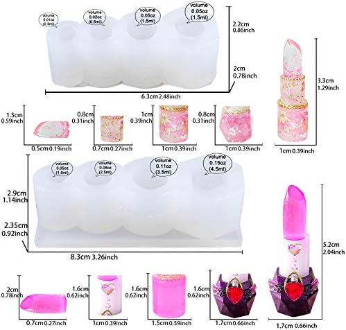 FINSHOWCASE BATICK TUBES BALM RECIMENTO DE BALM 3D RESINA UV MONDOS DE SILICONE EPOXU SILTO DE 2, Faça 4 batons, decoração de