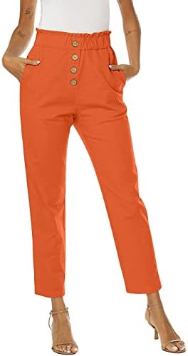 Calças Capri para Mulheres Business Casual Calças cônicas Summer Dressy Pull em calça elegante de calça alta da cintura