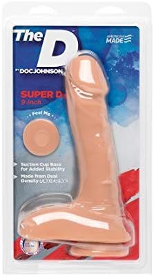 Doc Johnson, o D - Super D 9 polegadas - UltraSkyn - 9 Long e 2,5 de largura - Base de Copa de Sucção Forte - Dildo Compatível com