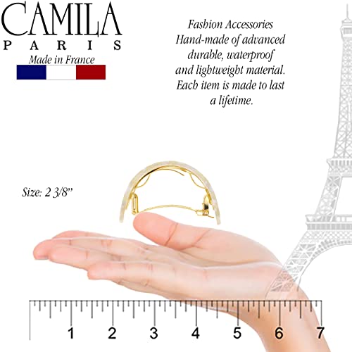 Camila Paris CP2981 Barrette de cabelo francês, suporte para cabelos para cabelos finos e longos, brancos artesanais,