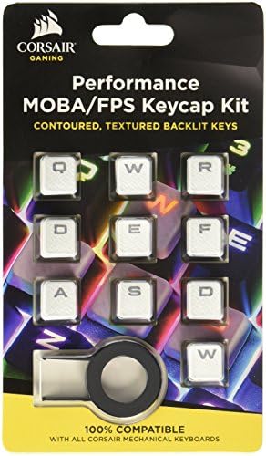 CORSAIR GAMING Performance FPS MOBA KeyCap Kit - Para teclados mecânicos - inclua o puxador -chave - branco