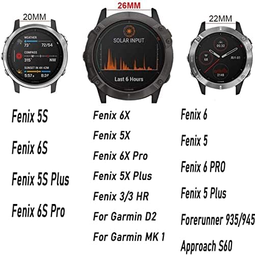 IOTUP 26 22 22 mm de faixa de vigilância para Garmin Fenix ​​7 7x 7s Assista Quick Release Silicone EasyFit Strap Strap