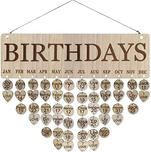 Litery Birthday Calendar Wall Holding Family Sign, calendário de aniversário da família com tags, presentes personalizados para