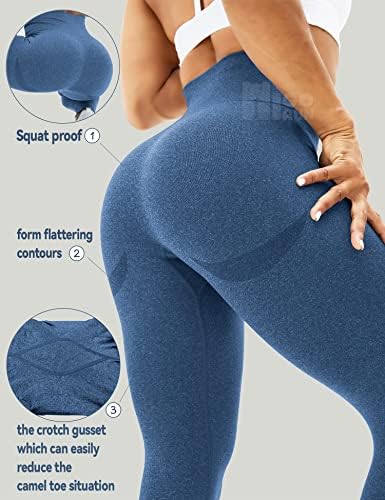 Higorun Mulheres Leggings sem costura Sorria contorno de ginástica de cintura alta calça de ioga de ginástica