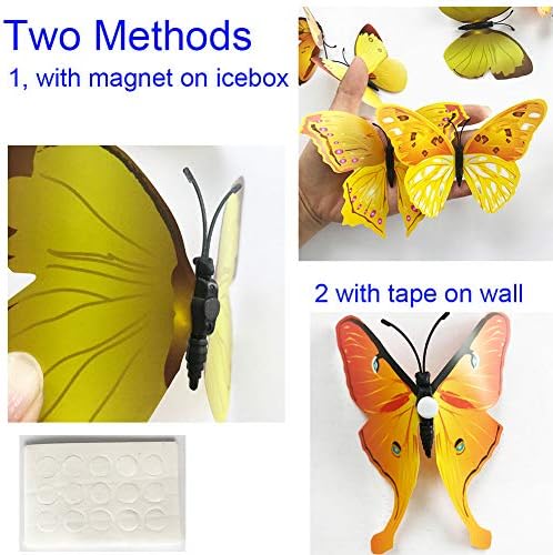 24pcs 3d colorido adesivos de parede de borboleta Diy artesanato de decoração de arte para festas em sala de aula de berçário,