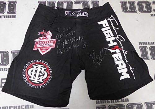 Vadim Nemkov assinou 2015 rizin ff gp luta usada shorts baús PSA/DNA - Restas de boxe autografadas e troncos