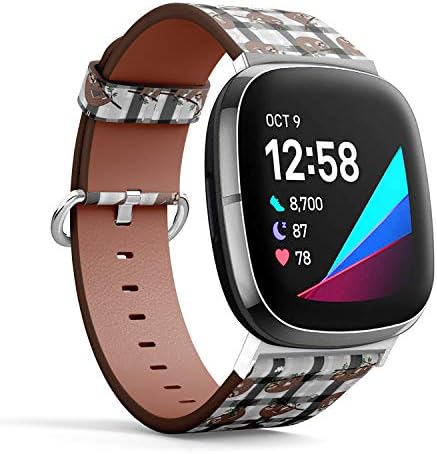 Banda de couro de reposição de banda mística compatível com Fitbit Versa 3 e Fitbit Sense, Pulseira Acessório de pulseira - Preguiça