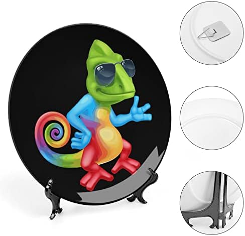 Chameleon Lizard Cerâmico Placas decorativas com ornamentos pendurados em China Stand Placas de sobremesa