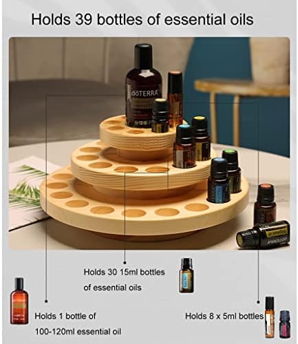 Caixa de óleo essencial de Fifor, recipiente de armazenamento de armazenamento de rack rotativo redondo, segura 39 slots