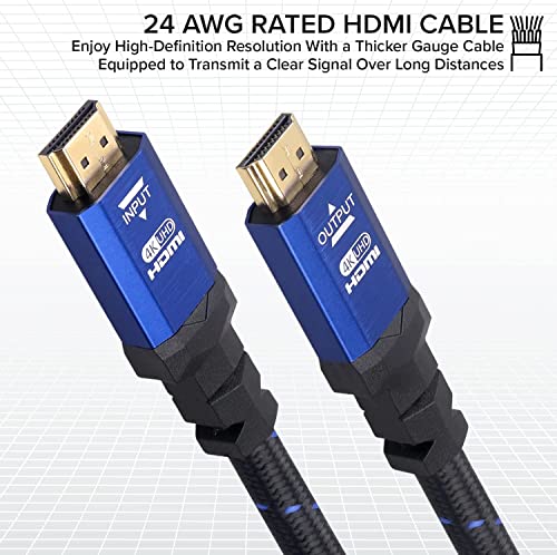 Cabo 4K HDMI 2.0 25 pés. [5 pacote] por ritzgear. 18 Gbps Ultra de alta velocidade Cordão de nylon e conectores de ouro