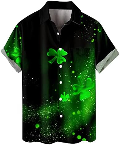 Men's St Patrick's Impresso T camisetas Tees confortáveis ​​Lappel de verão 2023 Tops Slim Fit Sleeve Casual Blouse Casual