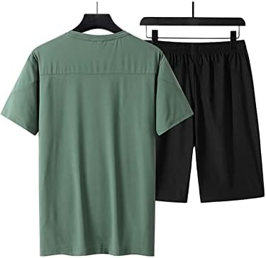Roupas de duas peças para homens Tapete de contraste de contraste e shorts de cintura de cordão