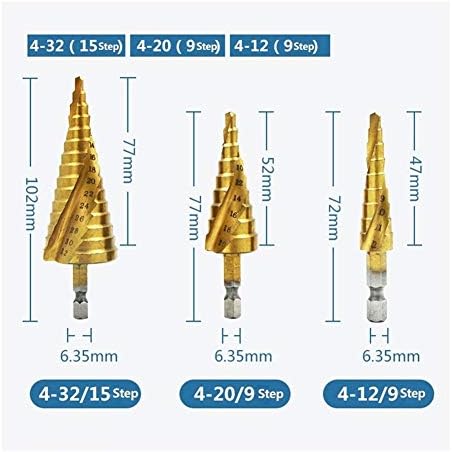 Broca de etapa de diy bit woodworking scrill bit bit liga de titânio ranhura espiral spur drill bit 4-12/4-20/4-32mm etapa de moto