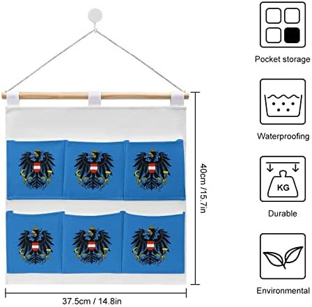 Austria nacional de símbolo de parede de saco de armazenamento pendurado 6 bolsos de linho de linho sobre as bolsas organizadoras