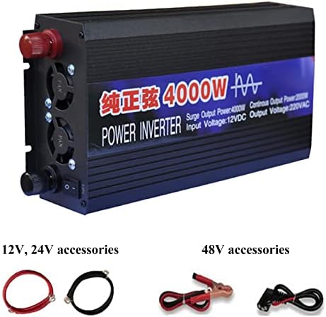 1000W-4000W Portátil Pure Wave Power Inversores 12V/24V/48V/60V DC para AC 220V Display de LED duplo adequado para uso em casas de