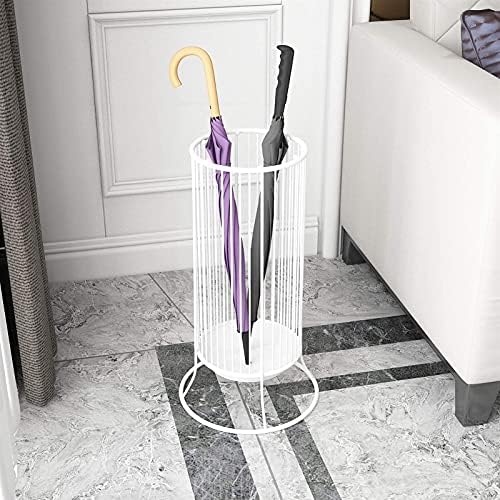 Omoons Umbrella Stand, Umbrella Stand Metal Light com ganchos pode armazenar e guarda -chuvas curtas, rack de armazenamento/branco