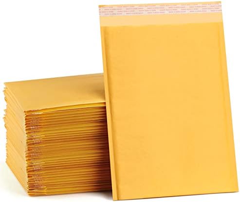 UCGOU Kraft Bubble Mailers 10,5x16 polegadas 25 pacote envelopes acolchoados amarelos 5 Pacotes de correspondência grandes