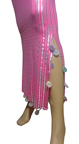 Belly Dance (Fushia x Silver Nancy Stressy Dress Dress Galabeya Costume Baladi Saidi