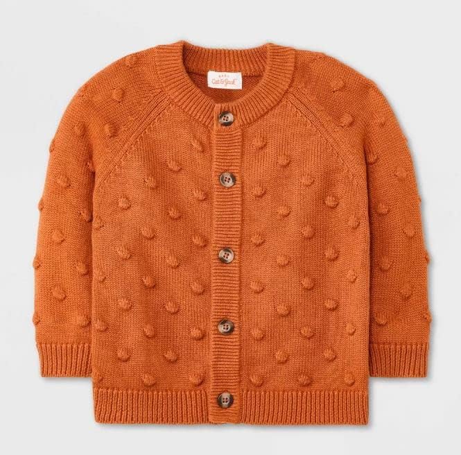 Cat & Jack Baby Bobble Sweater Cardigan Sweater - Rust de laranja