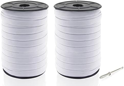 MJMP 1/2 100 jardas 2 pacotes de cordas elásticas de barades/faixa elástica/elástica de barada/corda elástica/alongamento branco malha