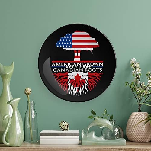 American Grown Canada Root Raiz Funnidade China China Decorativa Placas de cerâmica redonda Craft With Display Stand for Home Office