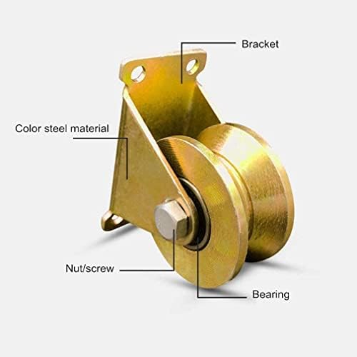 4 Volas V-Groove Caster rígido de serviço pesado com suporte, rolo de pista direcional de roldana, para pista invertida,