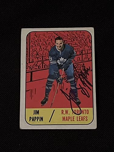 Jim Pappin 1967-68 Topps assinado cartão autografado 78 Toronto Maple Leafs - Hóquei cortada cartões autografados