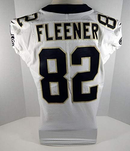 2017 New Orleans Saints Coby Fleener 82 Jogo emitido White Jersey - Jerseys de Jerseys usados ​​na NFL não assinada