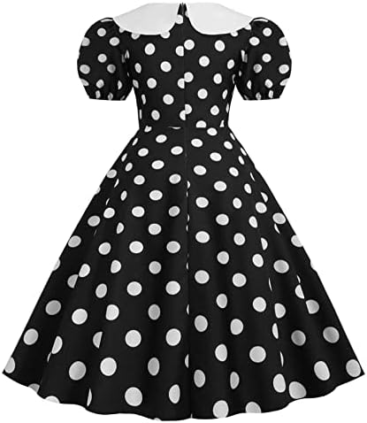 RBCULF Audrey Retro Dress for Women Polka Dots Cocktail Swing Dress Switch Sanve Slave Slave Collar Rockabilly Princess Dress