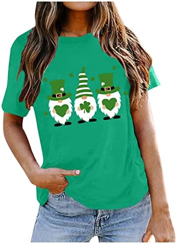 Carta de amor impressão feminina St. Patrick's Molho de manga curta Creche irlandês Creco de pescoço de trevo shamrock shirt shirt shirt