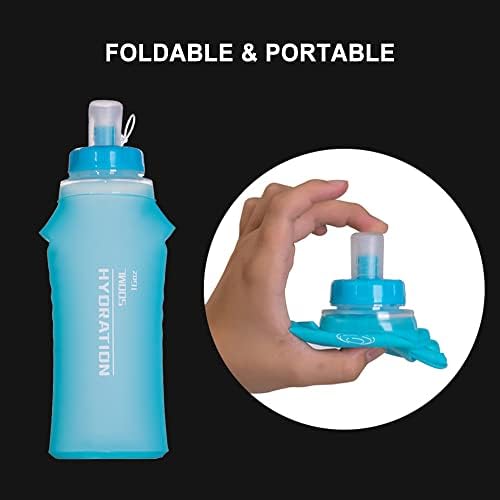 Aomiun Gabinetes macios Garrafas de água dobráveis ​​TPU Flask Sports Sports Water Bottle for Hydration Pack - Ideal para escalar ciclismo