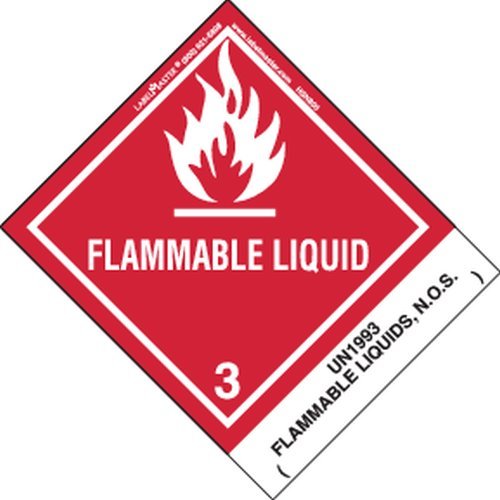 LabelMaster HSN8000 Etiqueta líquida inflamável, UN1993 Líquido inflamável N.O.S, Paper, Hazmat, 4,75 x 4