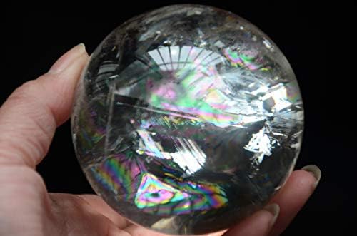 Real tibetano Himalaia Alta Altitude Clear Crystal Quartz Rainbow Ball Sphere Orb 2,99 polegadas Reiki Cura de Reiki