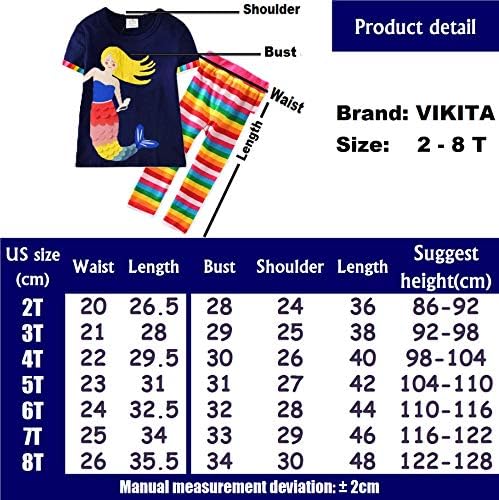 Roupas para garotas Vikita roupas de criança - Camisetas e leggings para crianças pequenos conjuntos de roupas de verão, presentes