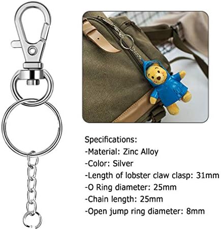 Roctee 195 Piece KeyChain Hardware Conjuntos inclui 65 PCs o Ringos de chave com anel de salto aberto, 65 PCs Clasp