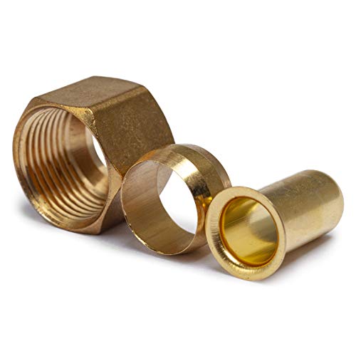 Valor ltwfitting pacote de 1/2 polegada OD Brass Compression Insert, fábrica de manga, porca