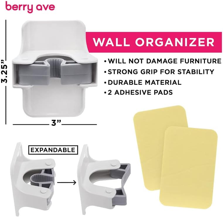 Berry Ave Broom titter & MOP Grippers [8-Pack]- Organizadores de ferramentas de montagem de parede, garagem, garagem, lavanderia-
