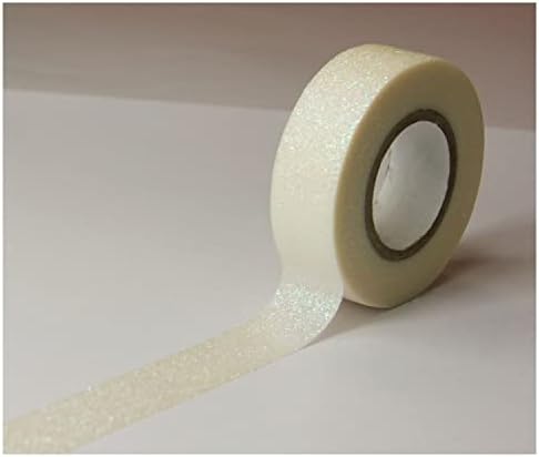 Fita de mascaramento de presentes globais - Branco - Glitter - Reposicionável - 15 mm x 10 m