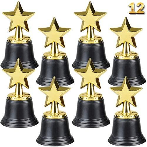 Bedwina Star Trophy Awards - pacote de 12 a granel - 4,5 polegadas, troféus de prêmios de ouro para crianças favores,