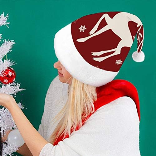 Chapéu de Papai Noel de Natal, chapéu de férias de Natal de Moose White para Adultos, Unisex Comfort Christmas Hats para Evento