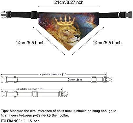 Lion Crown Cosmic Space Dog Bandana Buckle Fechado Triângulo ajustável Bibs Acessórios reversíveis de cachecol para cães