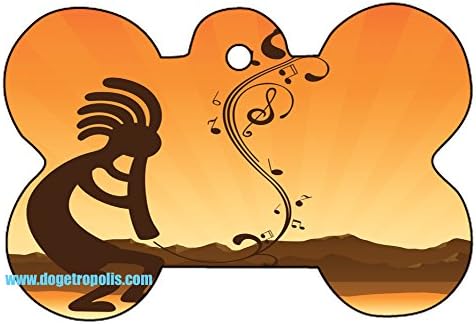 Kokopelli Dance Music Sprit Sun Logo Dog Pet Cat Id Tag BONE SHAPE Photo Photo personalizado com anel de chave