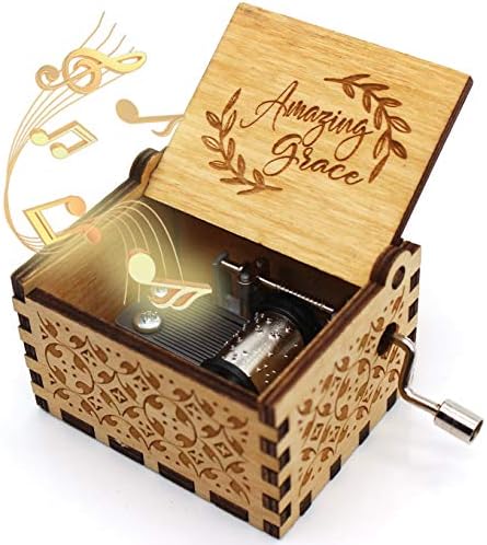 Caixa de música de madeira ukebobo -caixa de graça, presentes de batismo, presentes de fé para amigos, mulheres, crianças,