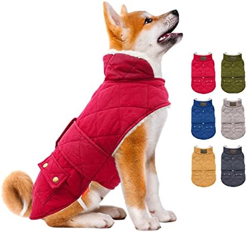 Jaqueta de cachorro kyeese com coleira para cães médios pequenos de inverno à prova de vento cães forrados com casacos