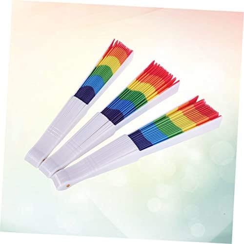 jojofuny 3pcs fã dobrável fã colorido fã de impressão fã Fan Hand Hand Summer Craft Fan Summer Fan Summer