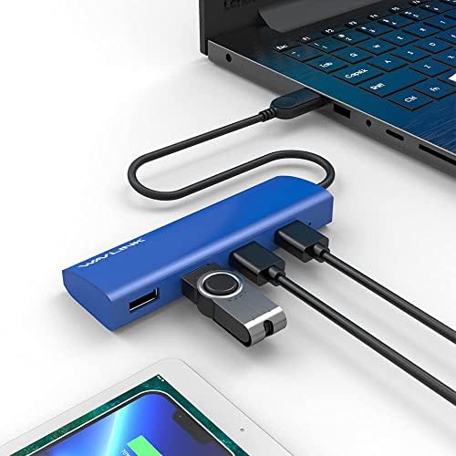 Adaptador de cubo USB 3.0 de 4 portas, Wavlink Slim Aluminium Hub com 4 Port USB 3.0, compatível com MacBook, laptop,