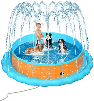 Piscina para cães grandes - piscinas de cães dobráveis ​​de 85 x12 - 2 em 1 piscina infantil plástica não deslizante plástico rígido