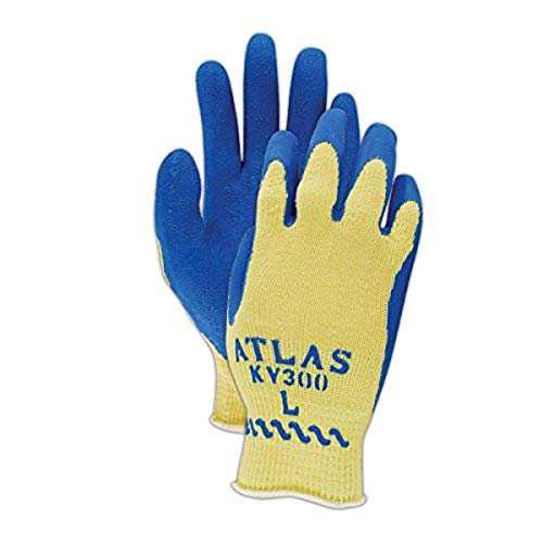 Showa Melhor KV-300-XL Showa Melhor Atlas Kv300 Kevlar Glove com revestimento de palmeira de látex, azul, xl