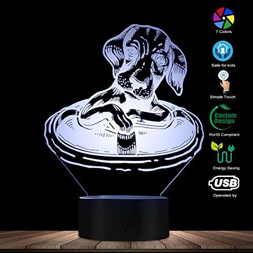 The Geeky Days Dachshund Dog With A Life Bóia 3D Luz de mesa criativa LED LED LED ILUMINADA Display Pet A Lovers Gift Ideia